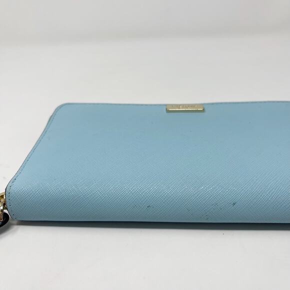 Kate Spade Grace Blue Newbury Lane Neda Wallet Leather Zip Around Gold Hardware - Picture 5 of 14